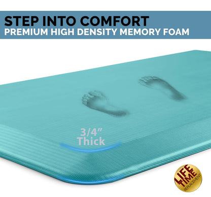 ComfiLife Anti Fatigue Floor Mat – 3/4 Inch Thick Perfect Kitchen Mat, Standing Desk Mat – Comfort at Home, Office, Garage – Durable – Stain Resistant – Non-Slip Bottom (20" x 39", Teal)