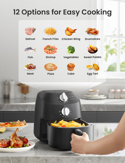 COMFEE' Compact 2.1 Quart Air Fryer with 12 Menu Options, Adjustable Timer & Temperature Control 180-400 degrees F, Dishwasher-Safe Nonstick Fry Basket