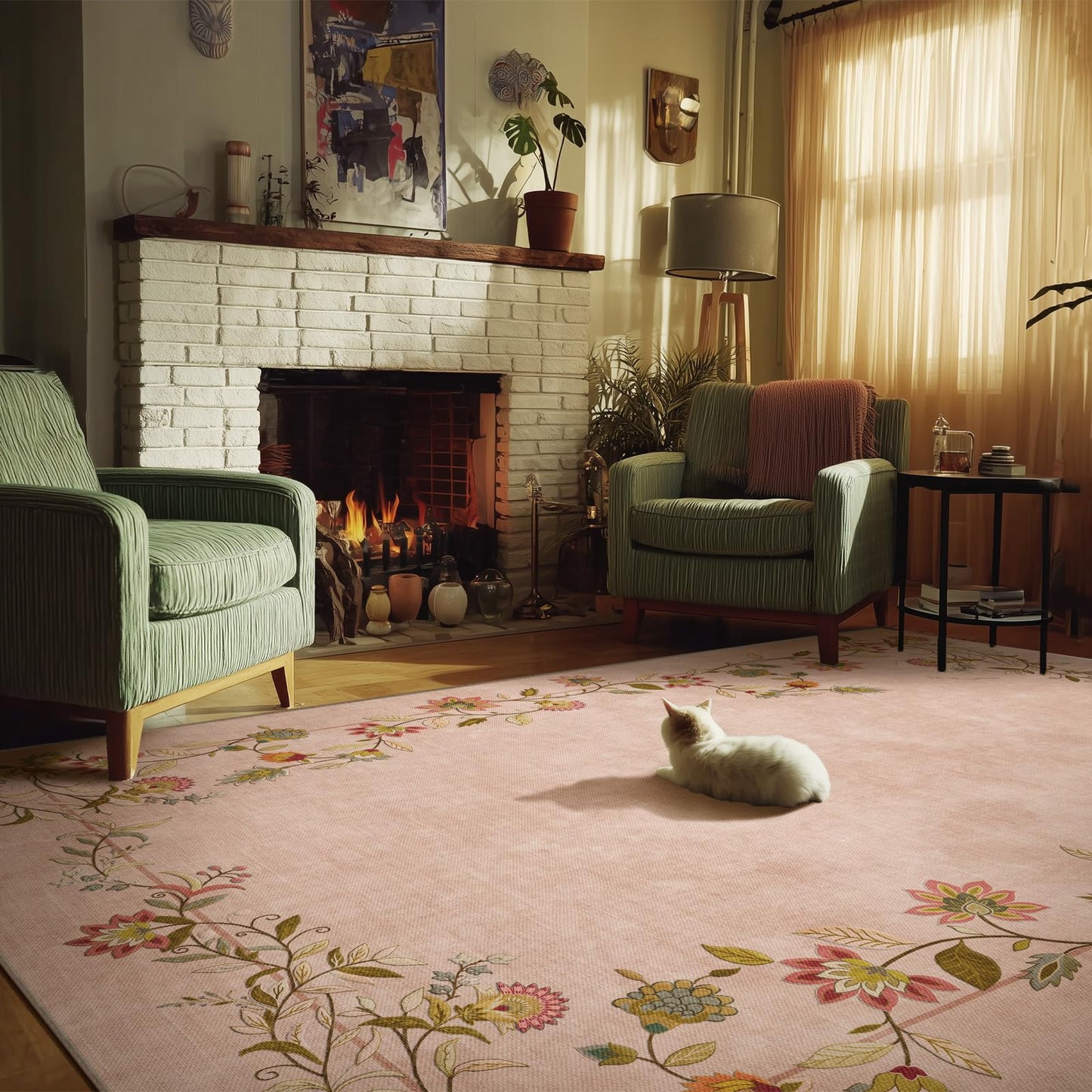 4x6 Washable Area Rugs for Entryway: Small Rug Non Slip Stain Resistant Low Pile Ultra Soft Faux Wool Throw Rugs for Bedroom Living Room Kitchen Bathroom Front Door Indoor Entry Farmhuse Home Office