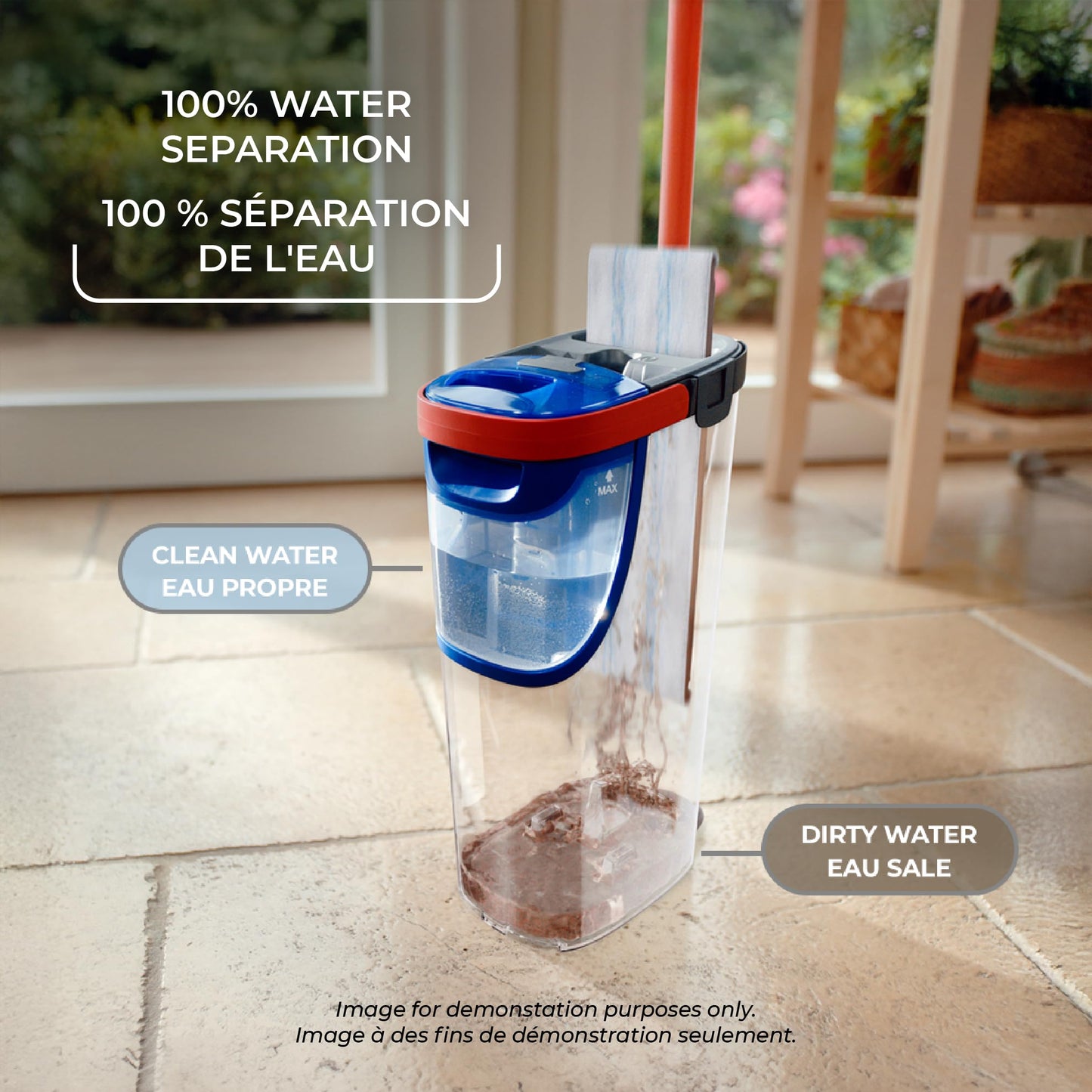 Vileda H2prO Flat Mop & Bucket Set, Clean/Dirty Water Separation, Reusable Microfiber Head, Safe on All Floors