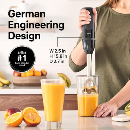 Braun MQ5000 Vario Hand Blender Stick – 21-Speed Handheld Immersion Blender with Turbo Boost, Stainless Steel Blades, SplashControl, EasyClick System, 400W, Hand Blenders for Smoothies