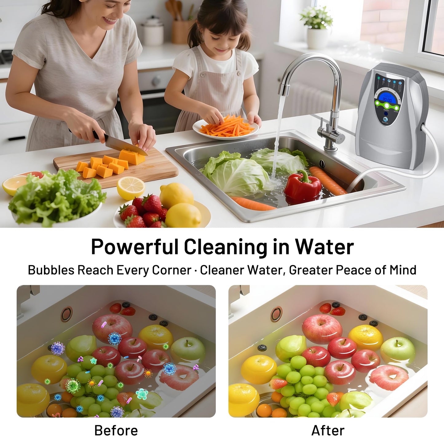Ozone Machine Generator, Multifunctional with Timer, 500mg/h Portable Ozone Machine for Home, Kitchen, Office, Cleaning Water, Fruits and Vegetables