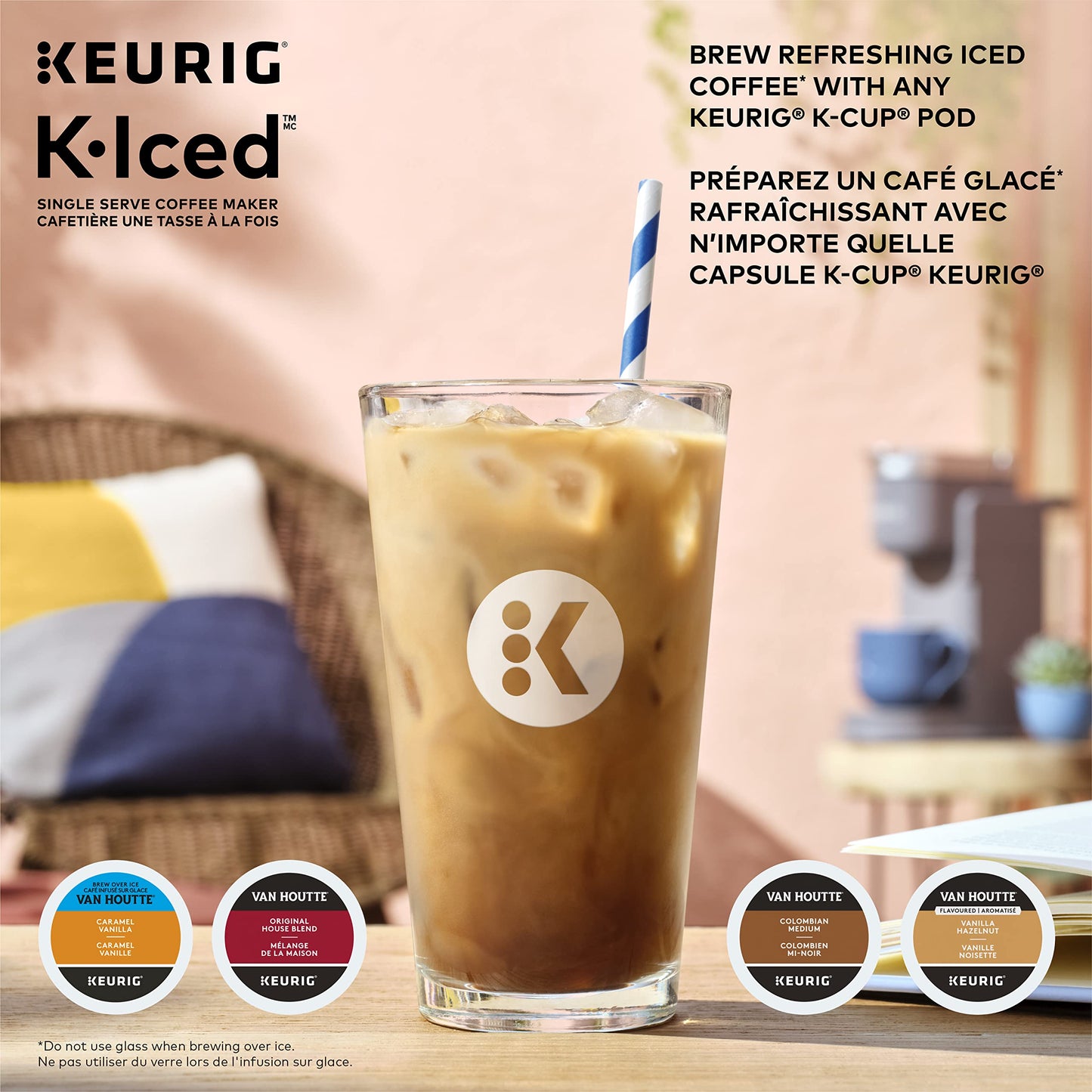 Keurig K-Iced Single Serve K-Cup Pod Coffee Maker, Featuring Simple Push Blue Button Brew Over Ice, Grey