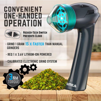 Mamba Electric Grinders – USB Rechargeable Spice & Herb Grinder, 1g Portable Metal Grinder for Herbs, Quick & Easy-to-Use Spice Mill for Kitchen