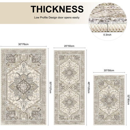 Yamaziot Boho Washable Kitchen Rugs Sets of 3, Non Slip Kitchen Mats for Floor with Rubber Backing, Waterproof & Stain Resistant Carpet Runner Throw Rug for Kitchen, Laundry Room, Hallway