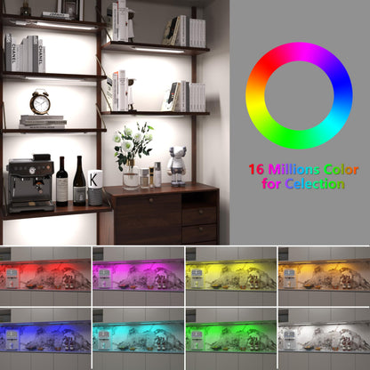 Smart Under Cabinet Lighting Strip Lights White and Multi Color Work With Amazon Alexa Google Home Dimmable for Show Case, TV Back Lights, Kitchen Counter, Book Case, Under Bed (3 Lights Bar kit)