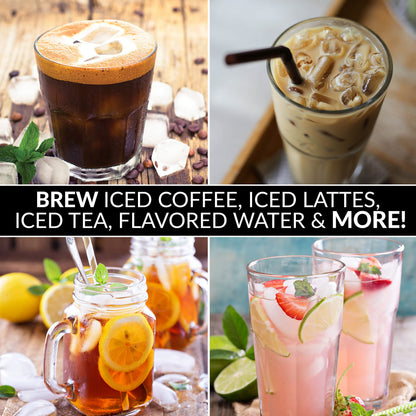 Nostalgia 3-Quart Iced Tea & Coffee Brewing System With Double-Insulated Pitcher, Strength Selector & Infuser Chamber, Also Perfect For Lattes, Lemonade, Flavored Water, Black