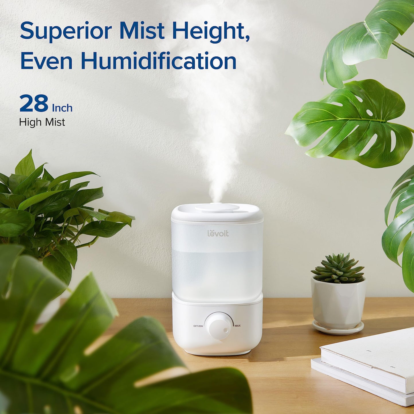 LEVOIT 2.5L Cool Mist Humidifier, Top-Fill, Quiet Ultrasonic, Auto Shut-Off, 360° Nozzle, BPA-Free