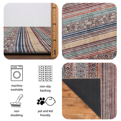 Keen Home Design 3x5 Rug - Machine Washable Entry Rug with Non-Slip Backing, Ideal for Enteryway, Kitchen, Bathroom, Laundry Room - Vintage, Easy Clean, Durable, Low Pile Rug - (3' x 5')