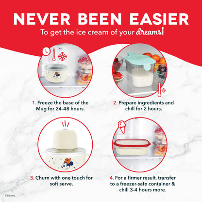 Disney Dash My Mug Ice Cream Maker Bundle - Mini Electric Ice Cream Maker - Creates Gelato, Sorbet & Frozen Yogurt - Easy to Clean & Use - 2 Mugs, Mickey & Minnie Design