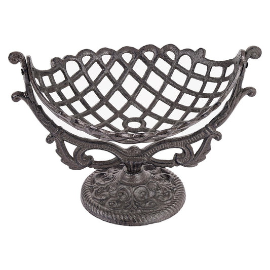 Sungmor Vintage Cast Iron Fruit Basket Bowl – Rustic Decorative Countertop Fruit Holder, Heavy-Duty Metal Kitchen Organizer, Antique Farmhouse Table Centerpiece, Black