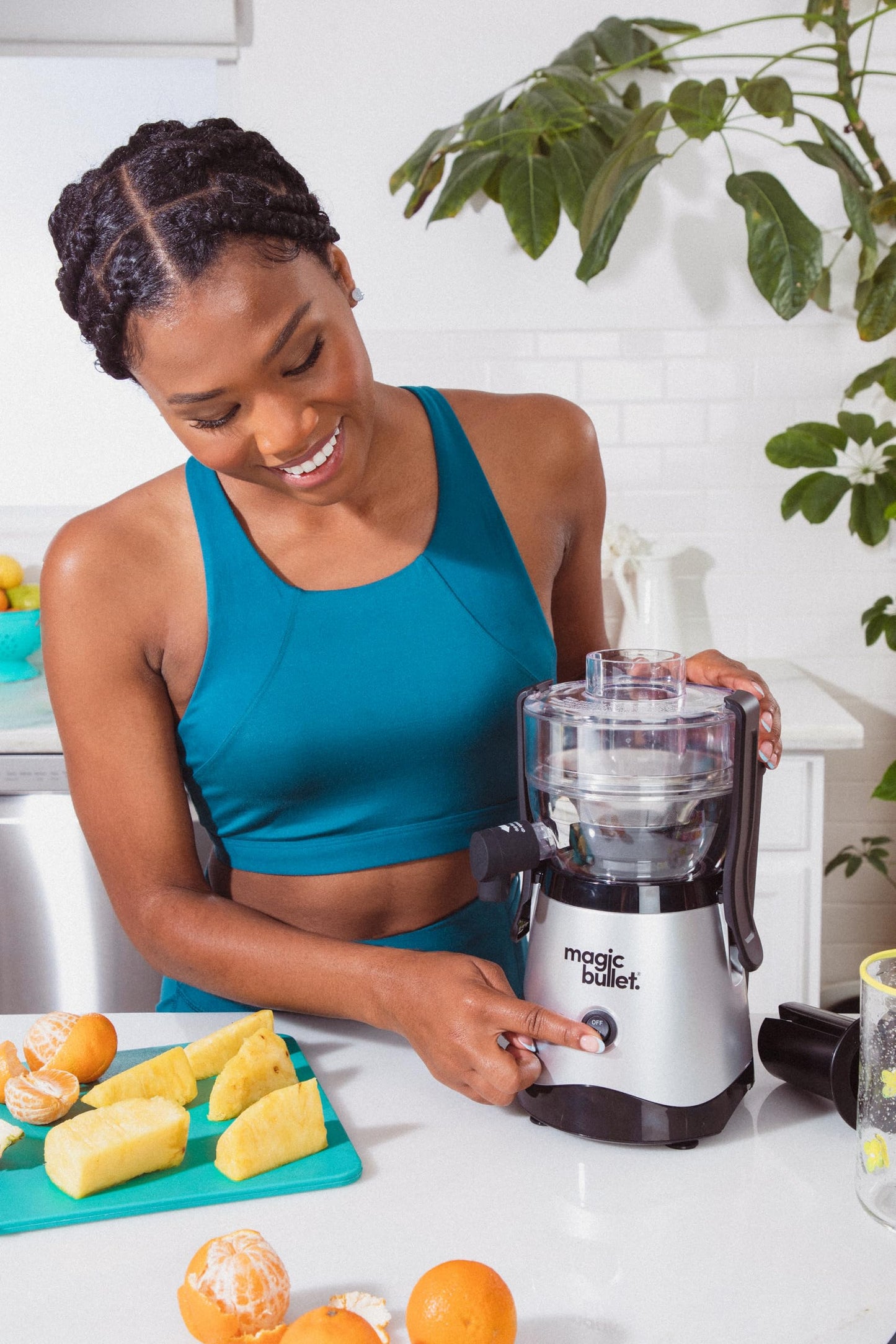 Magic Bullet® Mini Juicer, Countertop Space-Saving, 2" Feed Chute for Fruits and Vegetables, 400W, Compact Design, Black/Silver, MBJ10100