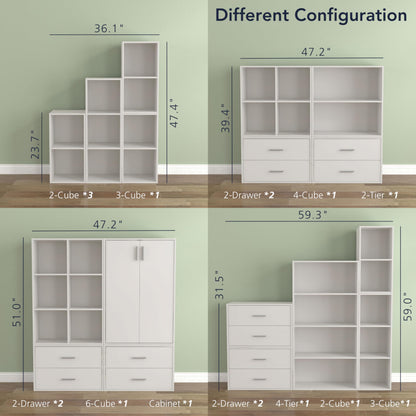 Homes: Inside + Out Apexa 2-Drawer Wooden Stackable Storage Drawers, Small Food Pantry Cabinet, Cajonera De Madera, Underbed Drawer Dorm Teen Room Decor & Bedroom, Home Office, Kitchen, White