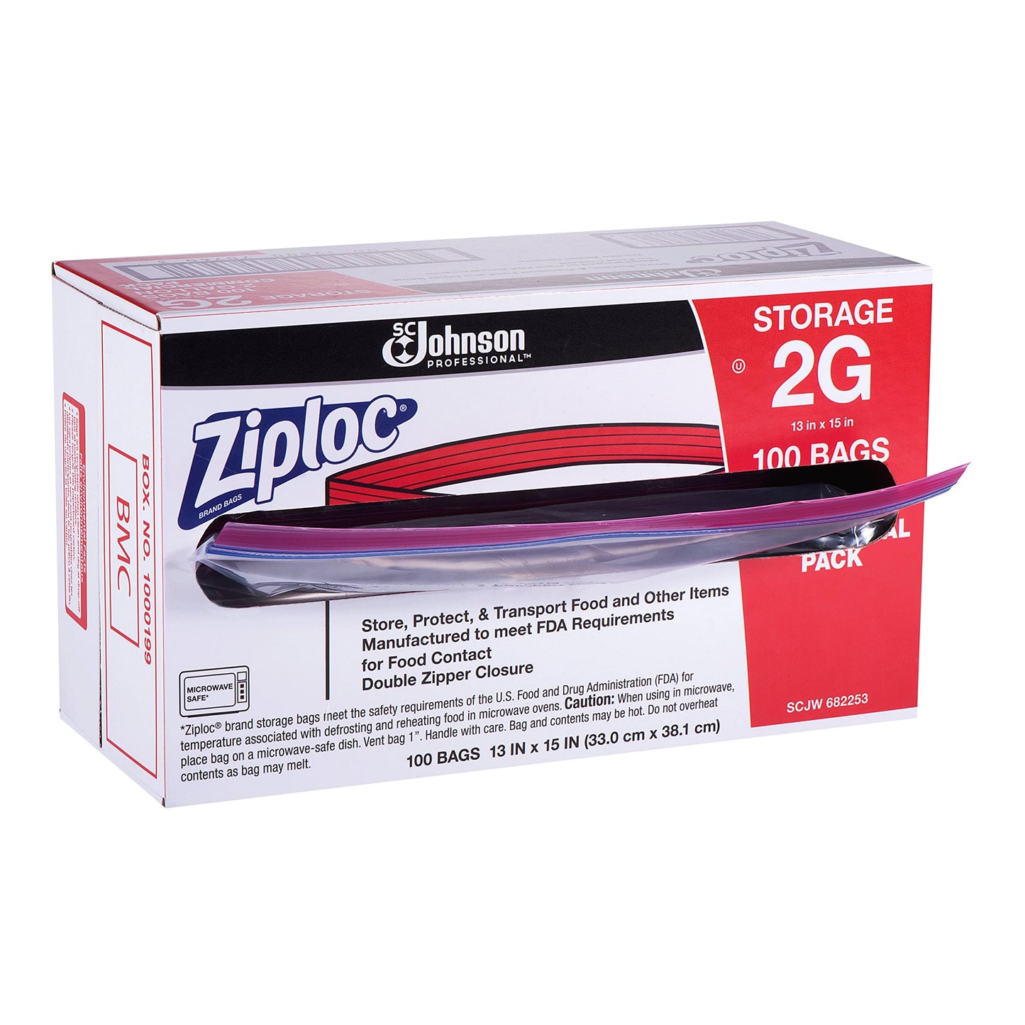 Ziploc PRO Storage 2 Gallon 100ct, Clear (682253)