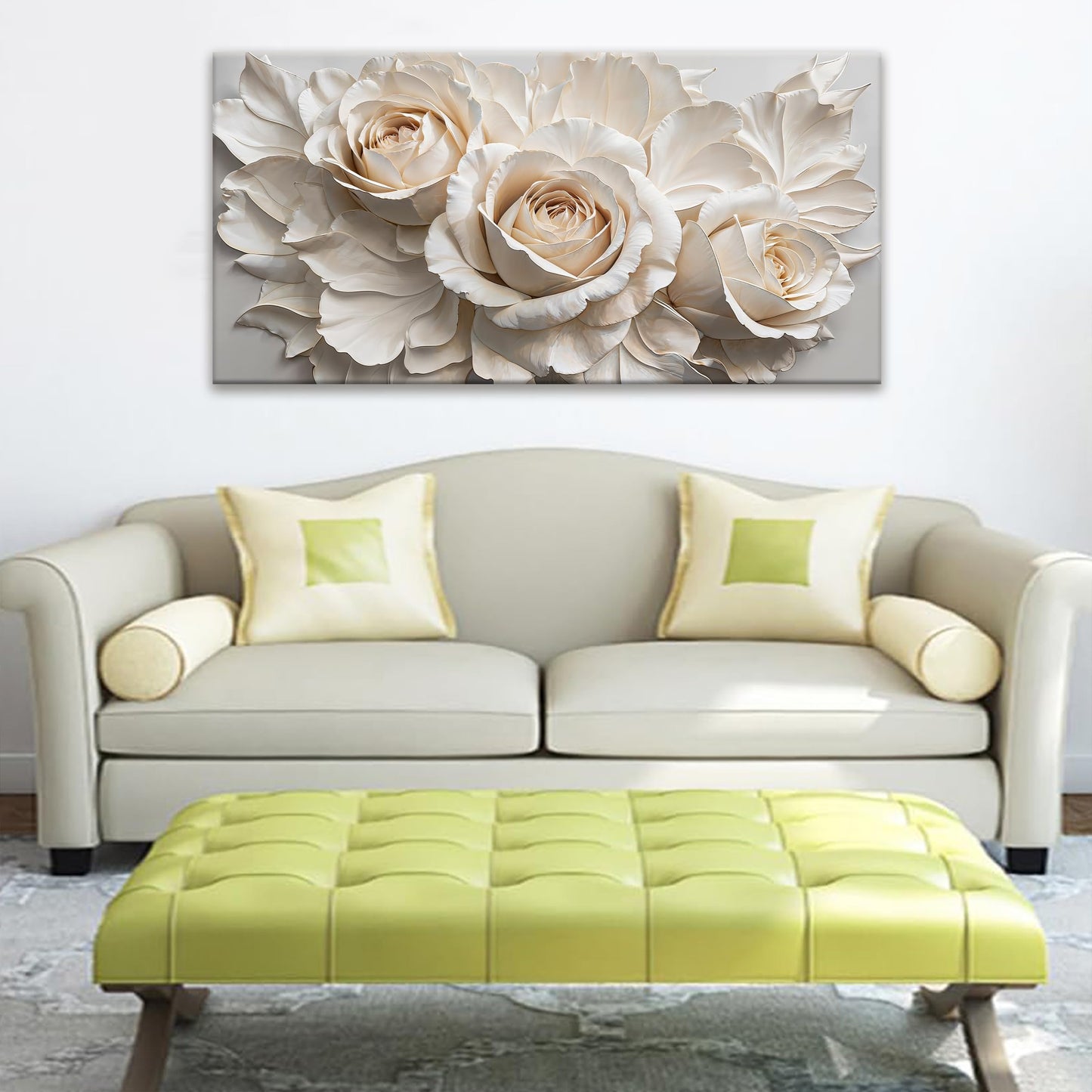 QSQ Canvas Art Wall Decor Print Paintings White Flower Wall Art Prints Pictures Decor Ready To Hang Pictures For Bedroom Bathroom Office Kitchen Home Decoration 20" × 40"