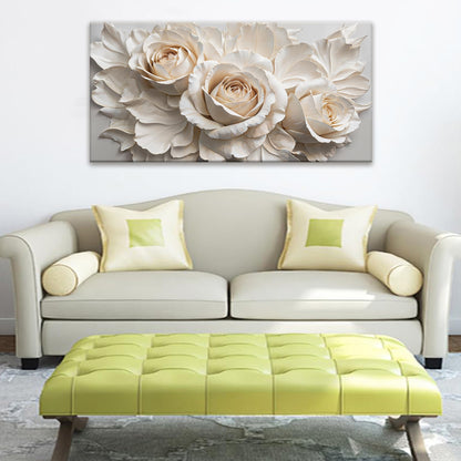 QSQ Canvas Art Wall Decor Print Paintings White Flower Wall Art Prints Pictures Decor Ready To Hang Pictures For Bedroom Bathroom Office Kitchen Home Decoration 20" × 40"