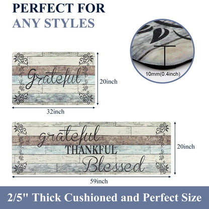 HEBE Anti Fatigue Kitchen Mat Set of 2 Non Slip Cushioned Kitchen Mats for Floor Waterproof Farmhouse Kitchen Rugs and Mats Set Comfort Standing Desk Mat Carpet for Sink,Office,Laundry