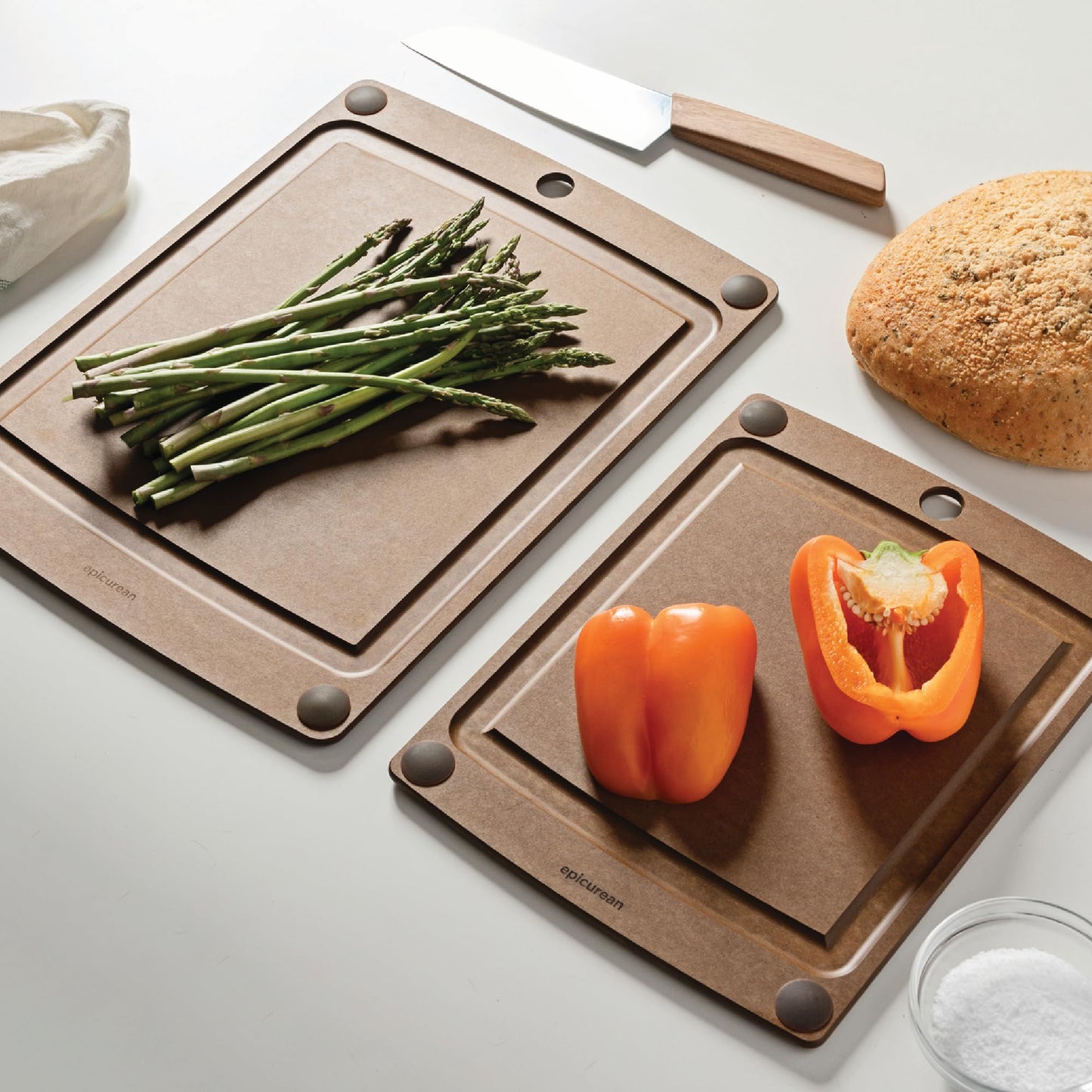 All-in-One 14.5" × 11.25" Cutting Board in Nutmeg