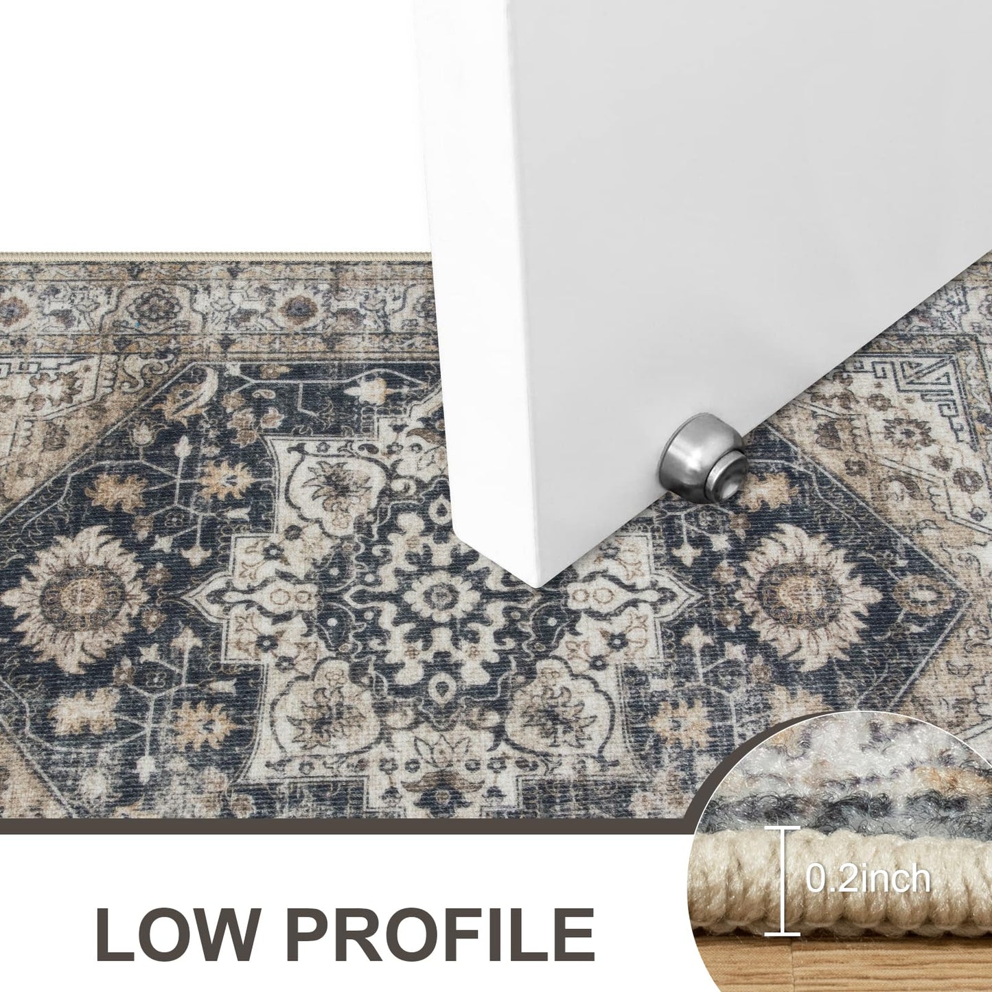 Collive Indoor Door Mat Retro Floor Mat, Non Slip Washable Doormat Large Quickly Absorb Area Rug Welcome Mats Low-Pile Front Door Rug Inside Entryway Carpet for Entrance Kitchen Home- 36" x 59"