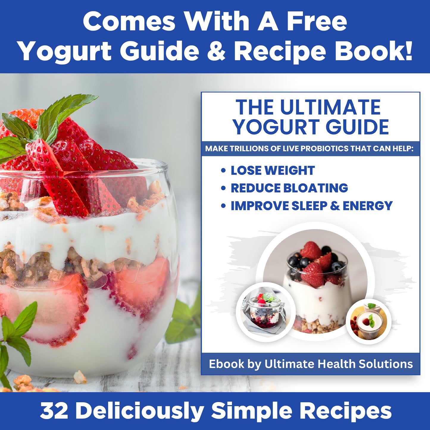 Ultimate Probiotic Yogurt Maker XL - Adjustable Time & Temperature Control - 50% More Capacity with 12 x 6oz Yogurt Jars - Make Trillions of Probiotics for Gut Health - ULTIMATE LIFETIME WARRANTY