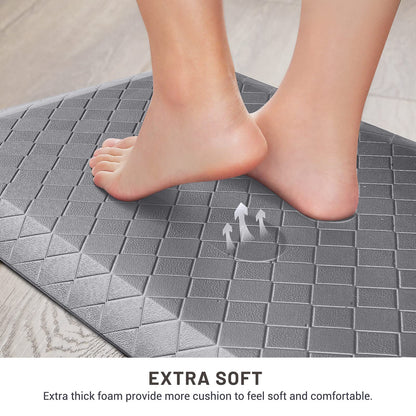 HappyTrends Anti-Fatigue Floor Mat - 4/5 Inch Thick, Waterproof Non-Slip, Heavy Duty Ergonomic Comfort Rug for Kitchen, Office, Sink, Laundry (17.3" x 39", Gray)
