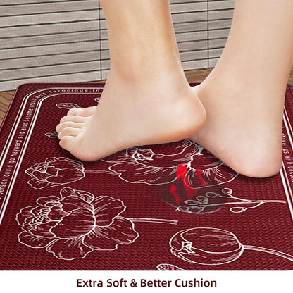 ROTTOGOON Kitchen Floor Mat Set of 2, Cushioned Anti Fatigue Kitchen Mat 20"x32"+20"x59", Non-Slip Waterproof Kitchen Rug, Premium PVC Comfort Kitchen Mats and Rugs for Kitchen, Office, Home, Laundry