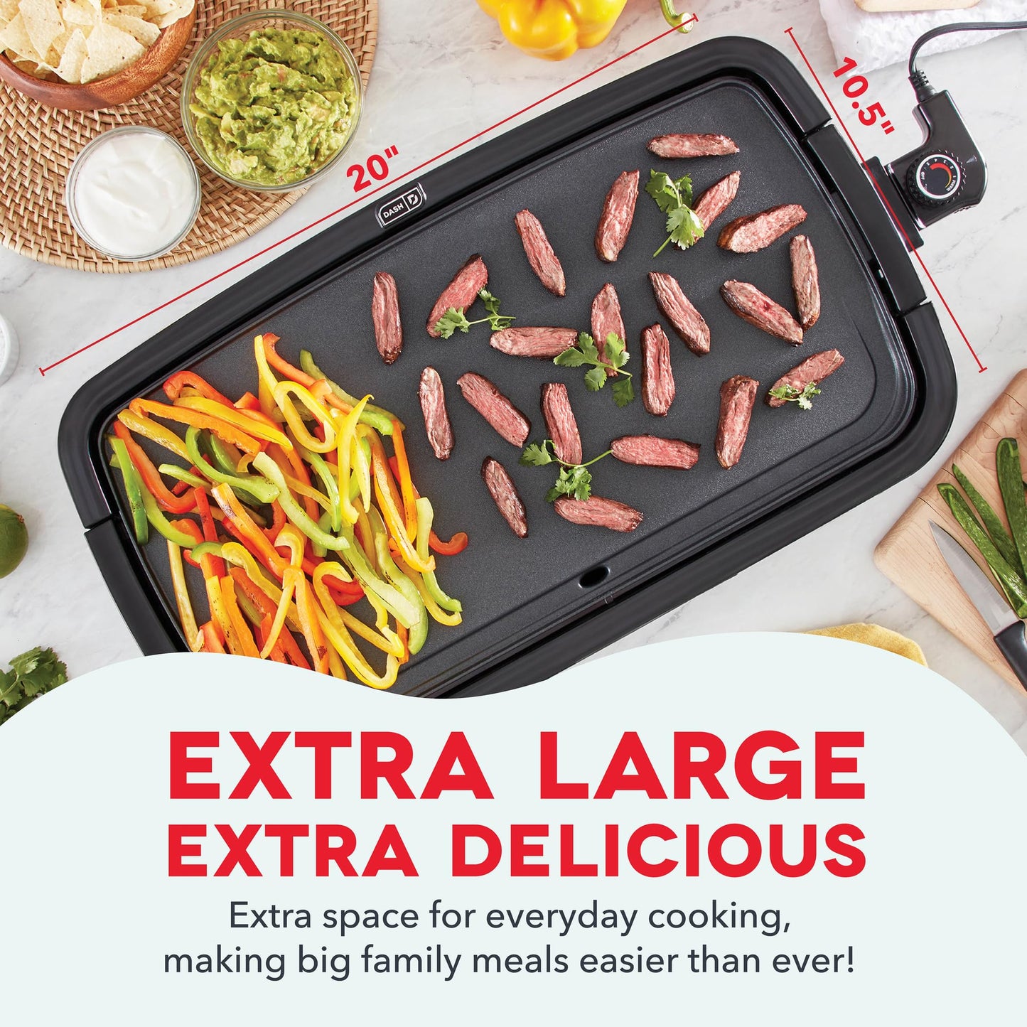 Dash Everyday Electric Griddle - Indoor Griddle for Versatile Cooking - Features Quick-Heating, Anti-Slip Feet, and Removable, Nonstick Plate - Black