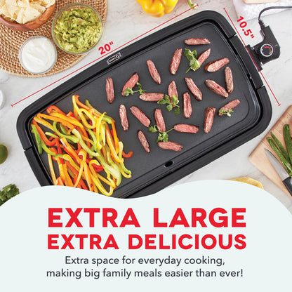 Dash Everyday Electric Griddle - Indoor Griddle for Versatile Cooking - Features Quick-Heating, Anti-Slip Feet, and Removable, Nonstick Plate - Black