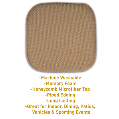 Sweet Home Collection Cushion Memory Foam Chair Pads Honeycomb Nonslip Back Seat Cover 16" x 16" 6 Pack Taupe