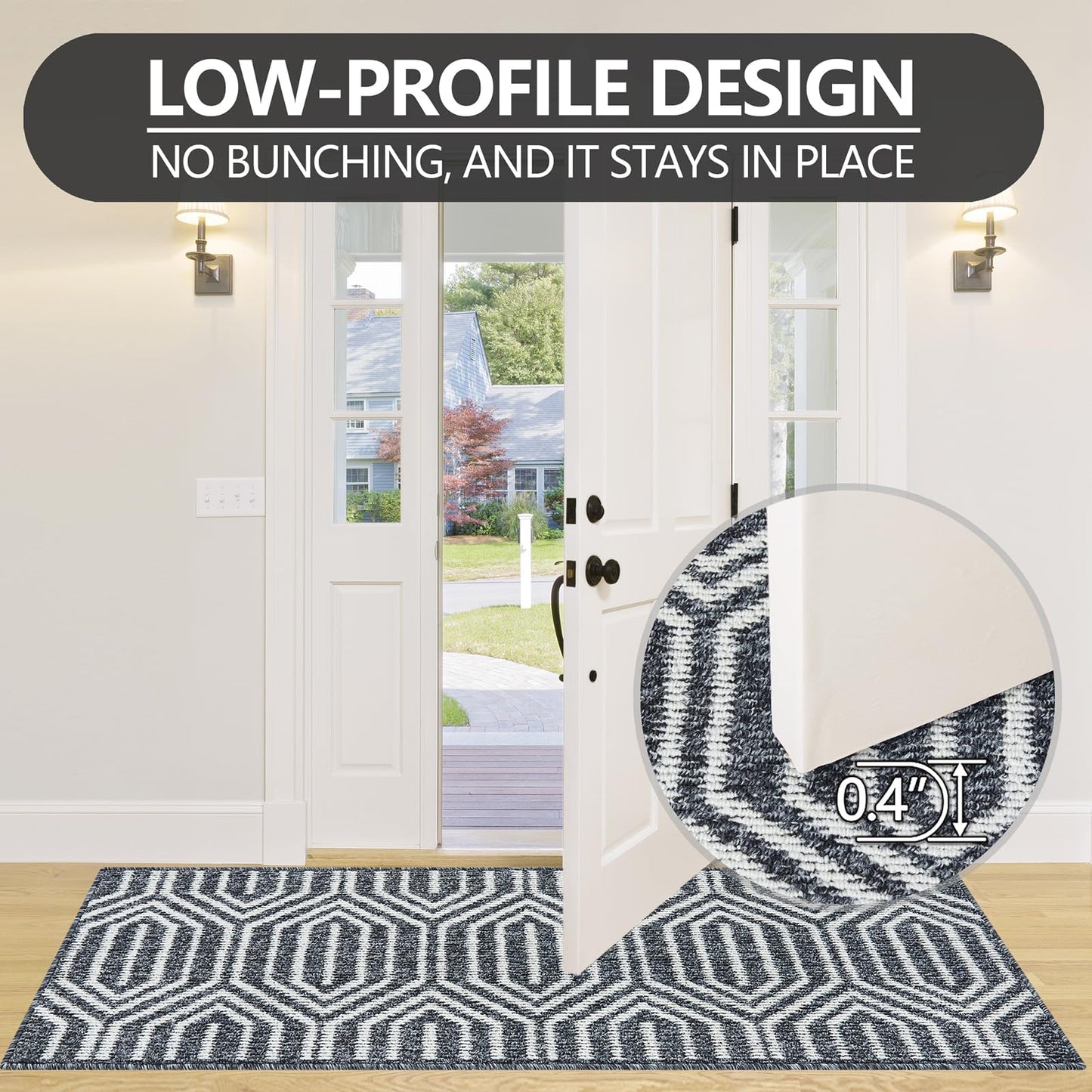 REFETONE Runner Rug, 2'x6' Long Door Mats Indoor Runners for Hallways, Non Slip Rubber Backing Entry Rug, Washable Entrance Floor Mat Runner for Home, Kitchen, Laundry, Living Room, Garage, Black