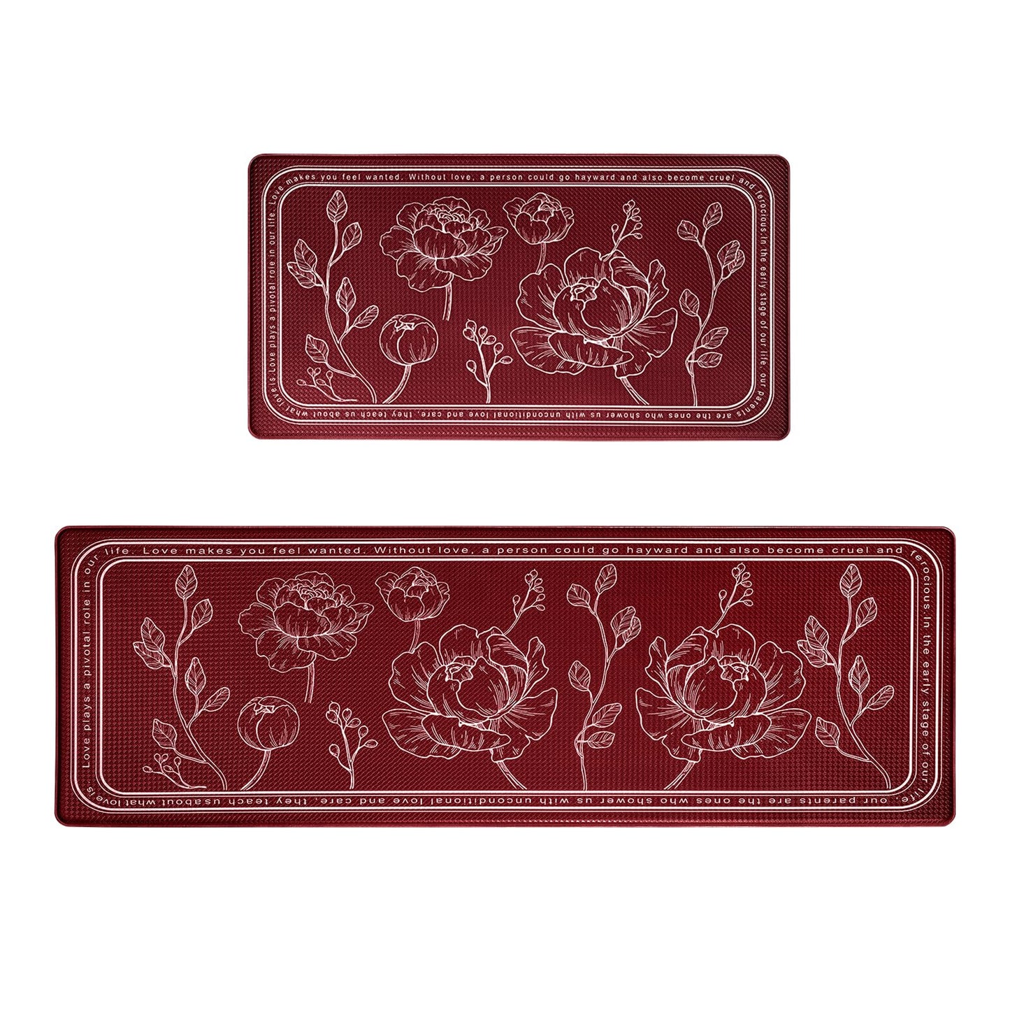 ROTTOGOON Kitchen Floor Mat Set of 2, Cushioned Anti Fatigue Kitchen Mat 20"x32"+20"x59", Non-Slip Waterproof Kitchen Rug, Premium PVC Comfort Kitchen Mats and Rugs for Kitchen, Office, Home, Laundry