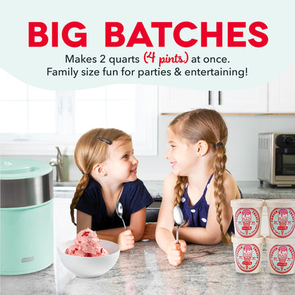 Dash Deluxe Gelato & Ice Cream Maker - HomeMade Dessert Maker with One-Touch Churning - Space-Saving Design & Easy to Clean - 2 Quarts, Aqua