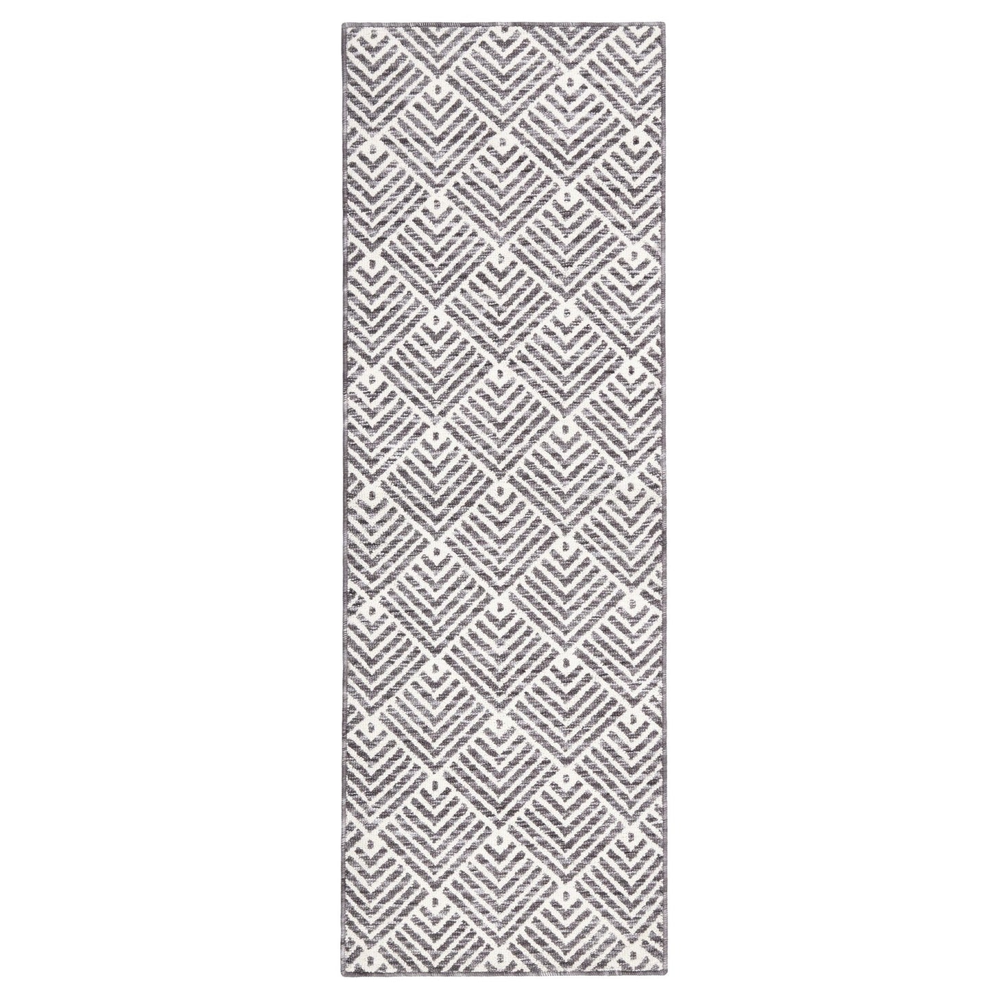 TOWN & COUNTRY EVERYDAY Walker Modern Stripe Everwash® Washable Multi-Use Decorative Rug, Tufted Kitchen Runner Rug, Low-Profile Door Mat, Bedroom Rug and Bath Rug with Non-Slip Backing, Grey, 24"x72"