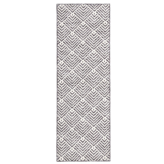 TOWN & COUNTRY EVERYDAY Walker Modern Stripe Everwash® Washable Multi-Use Decorative Rug, Tufted Kitchen Runner Rug, Low-Profile Door Mat, Bedroom Rug and Bath Rug with Non-Slip Backing, Grey, 24"x72"
