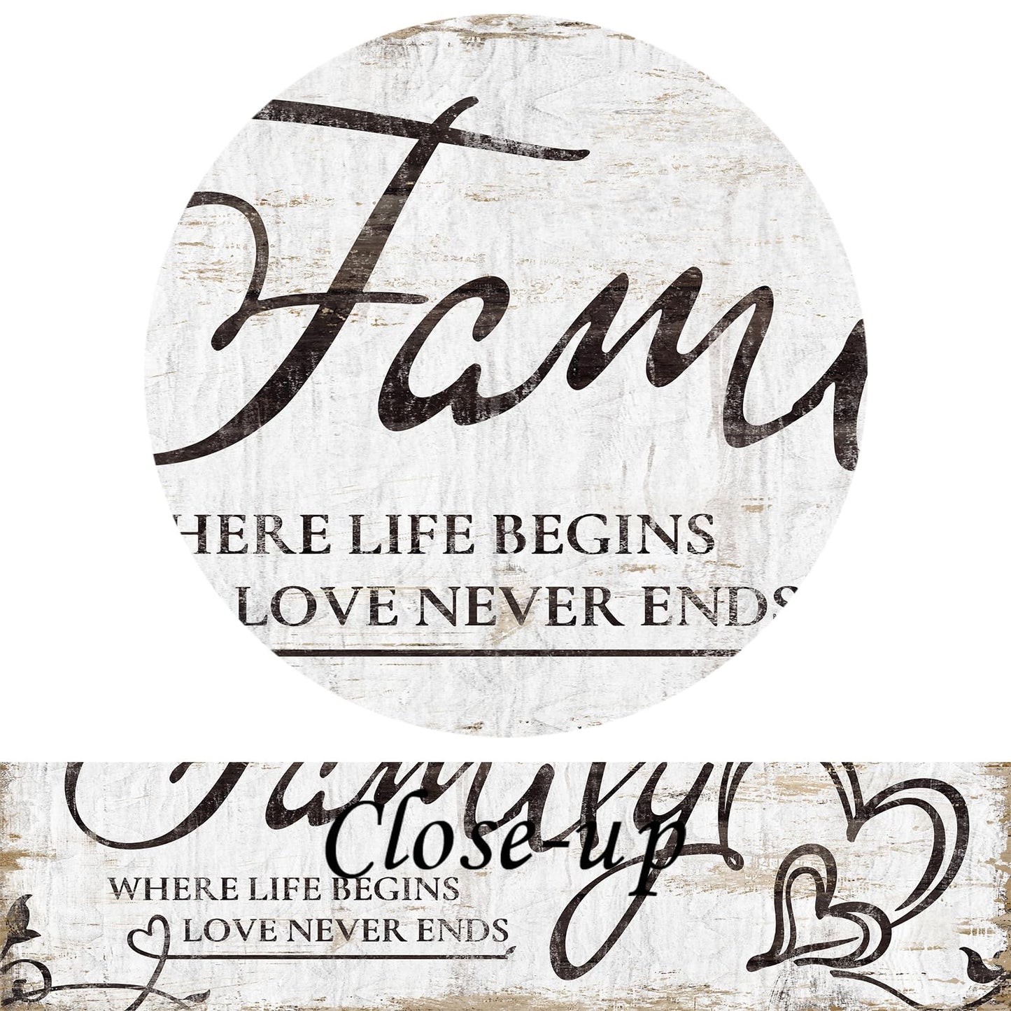 KREATIVE ARTS Large Home Family Wall Decor Rustic Home Sign Inspirational Quotes - Where Life Begins & Love Never Ends Canvas Wall Art Prints for Bedroom Living Room Kitchen 20x48 Inches