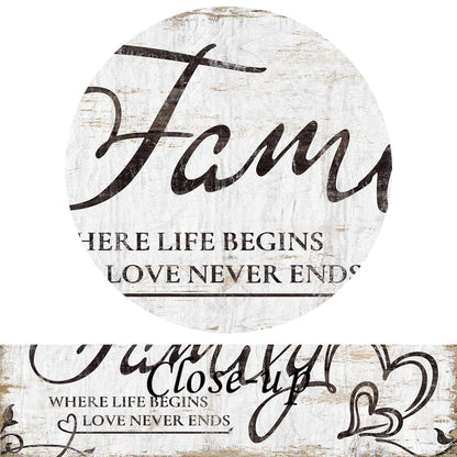 KREATIVE ARTS Large Home Family Wall Decor Rustic Home Sign Inspirational Quotes - Where Life Begins & Love Never Ends Canvas Wall Art Prints for Bedroom Living Room Kitchen 20x48 Inches