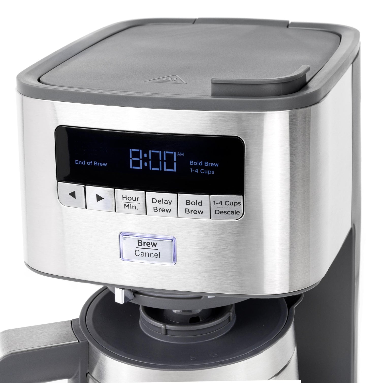 GE Drip Coffee Maker With Timer | 10-Cup Thermal Carafe Coffee Pot Keeps Coffee Warm for 2 Hours | Adjustable Brew Strength | Wide Shower Head for Maximum Flavor | Kitchen Essentials | Stainless Steel