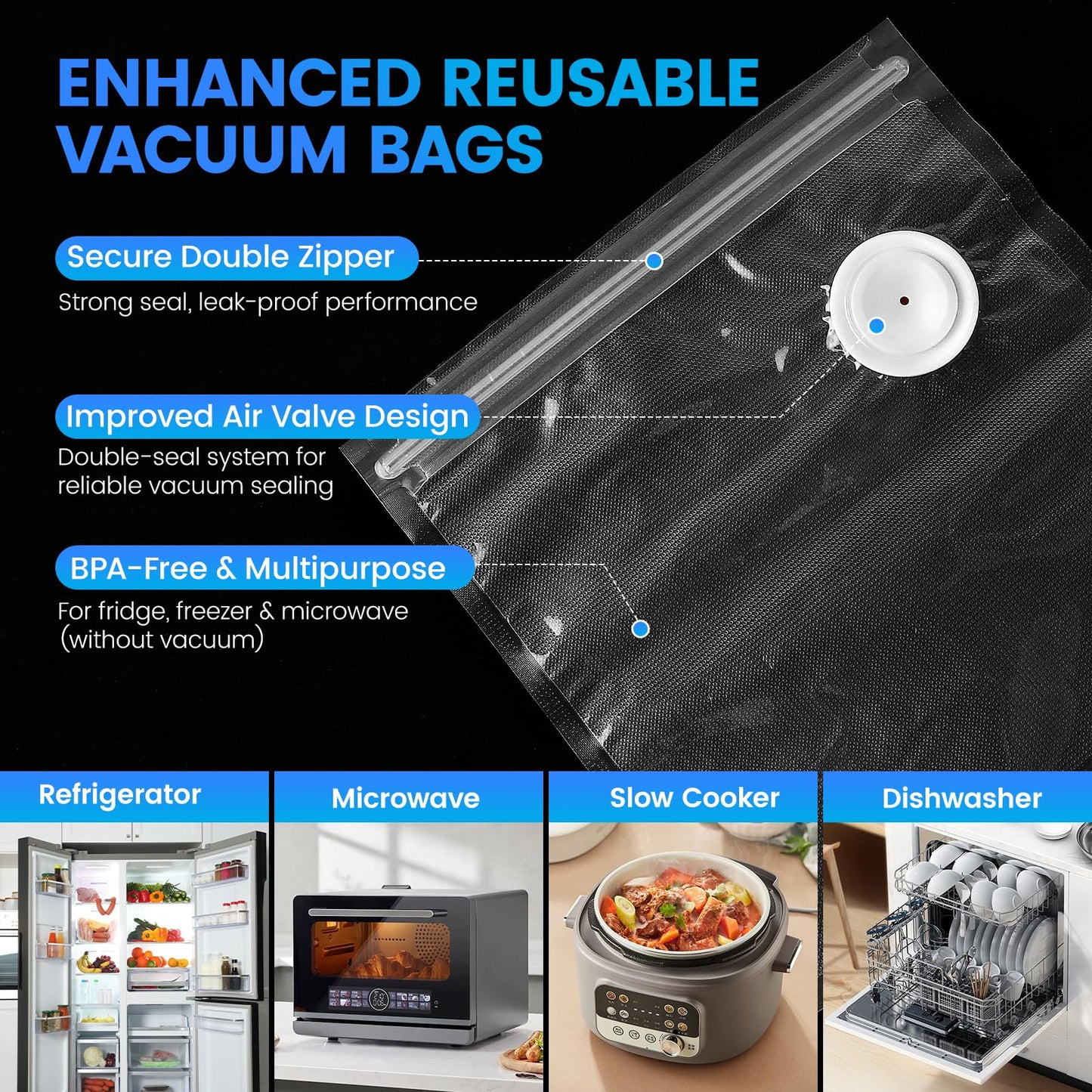 Gikxki Vacuum Sealer for Food with Visible Tank, Handheld Vacuum Sealer Machine with 30 Reusable Bags for 5X Longer Freshness, Wireless & Portable, White