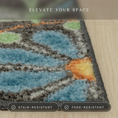 Maples Rugs Reggie Floral Runner Rug - Made in USA - Washable, Non Slip Indoor Carpet for Kitchen, Hallway, and Laundry Room, 2'6" x 6', Dark Grey