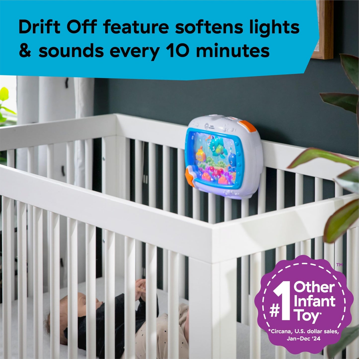 Baby Einstein Sea Dreams Soother Crib Toy with Remote, Lights and Melodies for Newborns and up