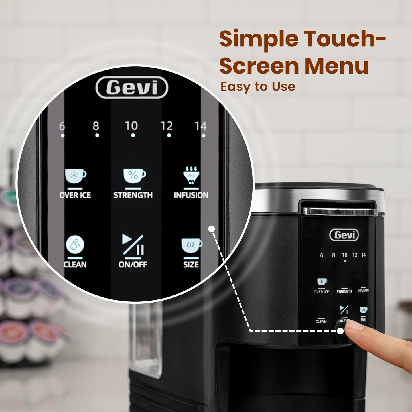 Gevi Single Serve Coffee Maker for K Cup and Ground Coffee, Pod Coffee Maker with 40oz Water Reservoir, 6 to 14 oz. Brew Sizes, Black