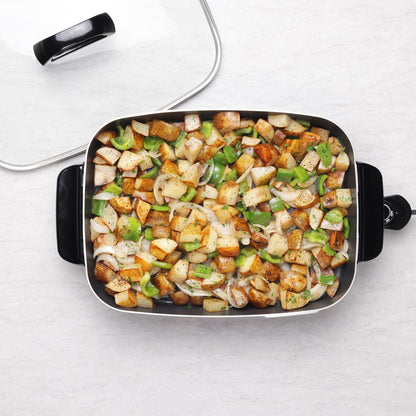 Presto 06858 16-Inch Slimline Electric Skillet with Glass Cover - Nonstick, Adjustable Temperature, Black