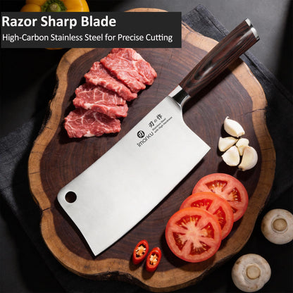 imarku Cleaver Knife 7 Inch Meat Cleaver, Japanese High Carbon Stainless Steel Butcher Knife with Ergonomic Handle, Ultra Sharp Chopping Knife, Kitchen Gadgets for Home/Restaurant, Mothers Day Gifts