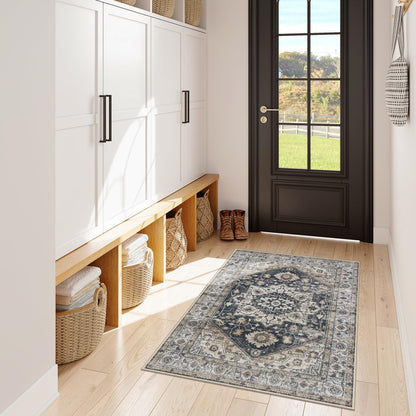Collive Indoor Door Mat Retro Floor Mat, Non Slip Washable Doormat Large Quickly Absorb Area Rug Welcome Mats Low-Pile Front Door Rug Inside Entryway Carpet for Entrance Kitchen Home- 36" x 59"