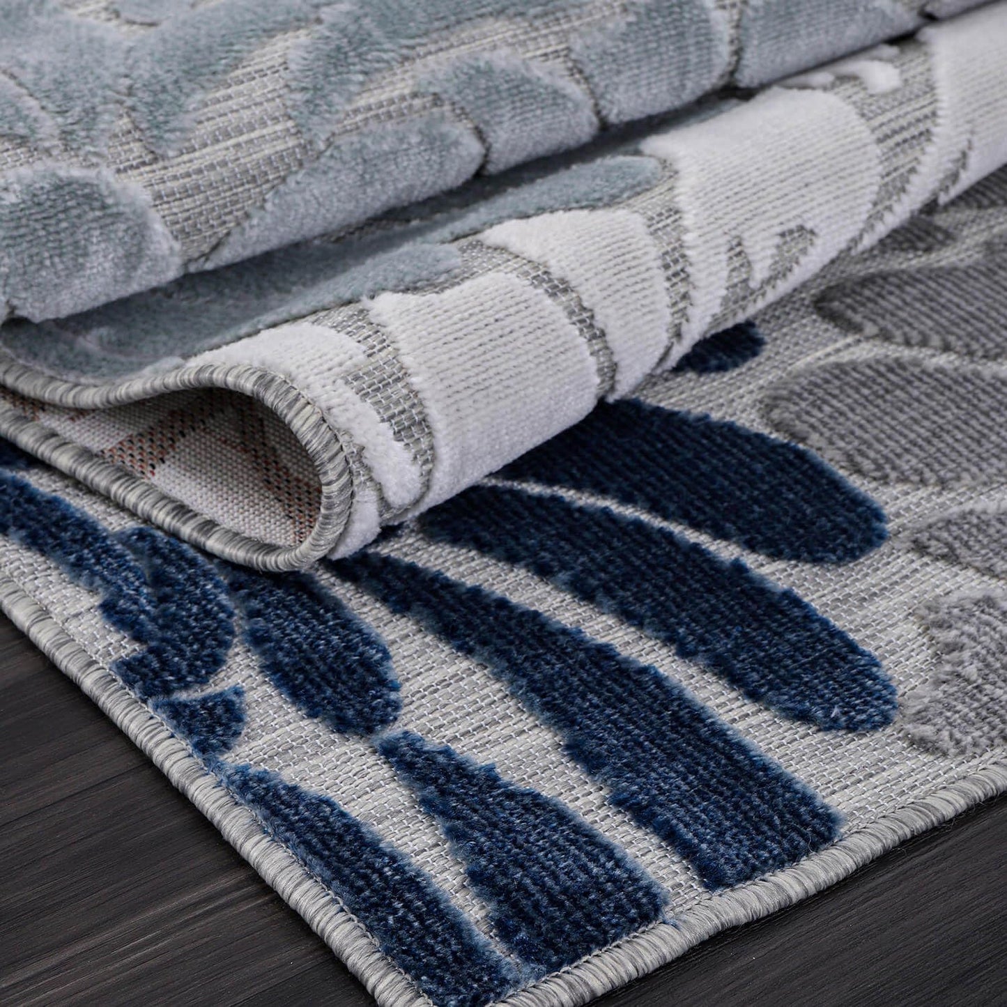 Luul Home Floral Indoor Outdoor Runner Rugs 2x7 Entryway Rug, Kitchen, Hallway Rug Washable Stain Resistant Outside Carpet Blue 2 x 7