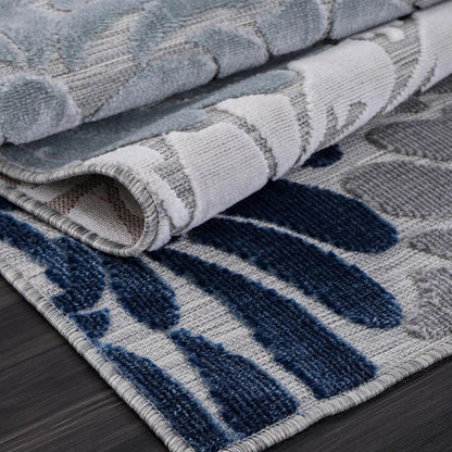 Luul Home Floral Indoor Outdoor Runner Rugs 2x7 Entryway Rug, Kitchen, Hallway Rug Washable Stain Resistant Outside Carpet Blue 2 x 7