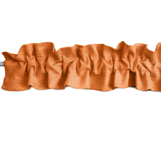 Zen Creative Designs Faux Burlap Sleeve Topper Window Valance Top Bottom Ruffle Home Décor Bedroom Nursery Kitchen Window (144" Wide x 9" Tall, Orange)