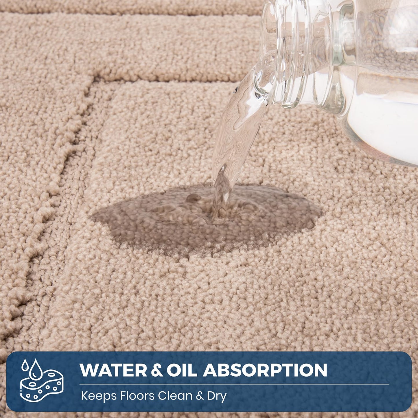 PURRUGS Machine Washable Kitchen Runner Rug 24" x 70", Non-Slip/Skid Hallway Runner Rug, Super Absorbent Soft Area Rug for Kitchen, Hallway & Laundry, Rolled Packaging, Beige