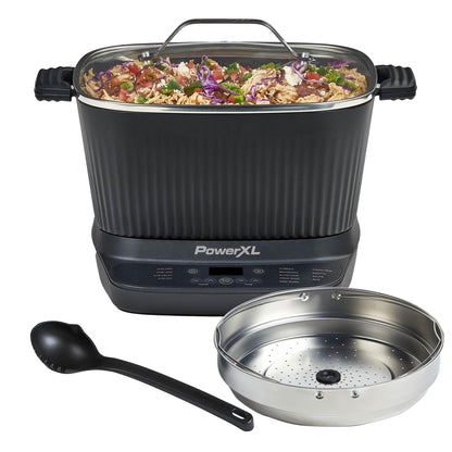 STIRMAX PLUS 7.5 Quart Digital Multi-Cooker with Automatic Paddle to Stir and Shred, 9 in 1 programmable presets to Sauté, Sear, and Brown Food Before Simmering – Accessories & Cookbook Included