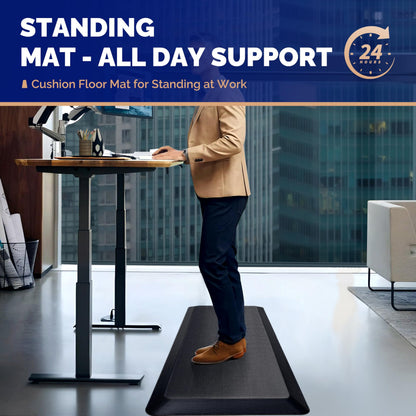 FEATOL Anti Fatigue Mat for Standing, 9/10 Extra Thick Ergonomic Standing Desk Mat, Comfort Memory Foam Standing Mat at Home,Office All Day (24" x 36", Black, 1PC)
